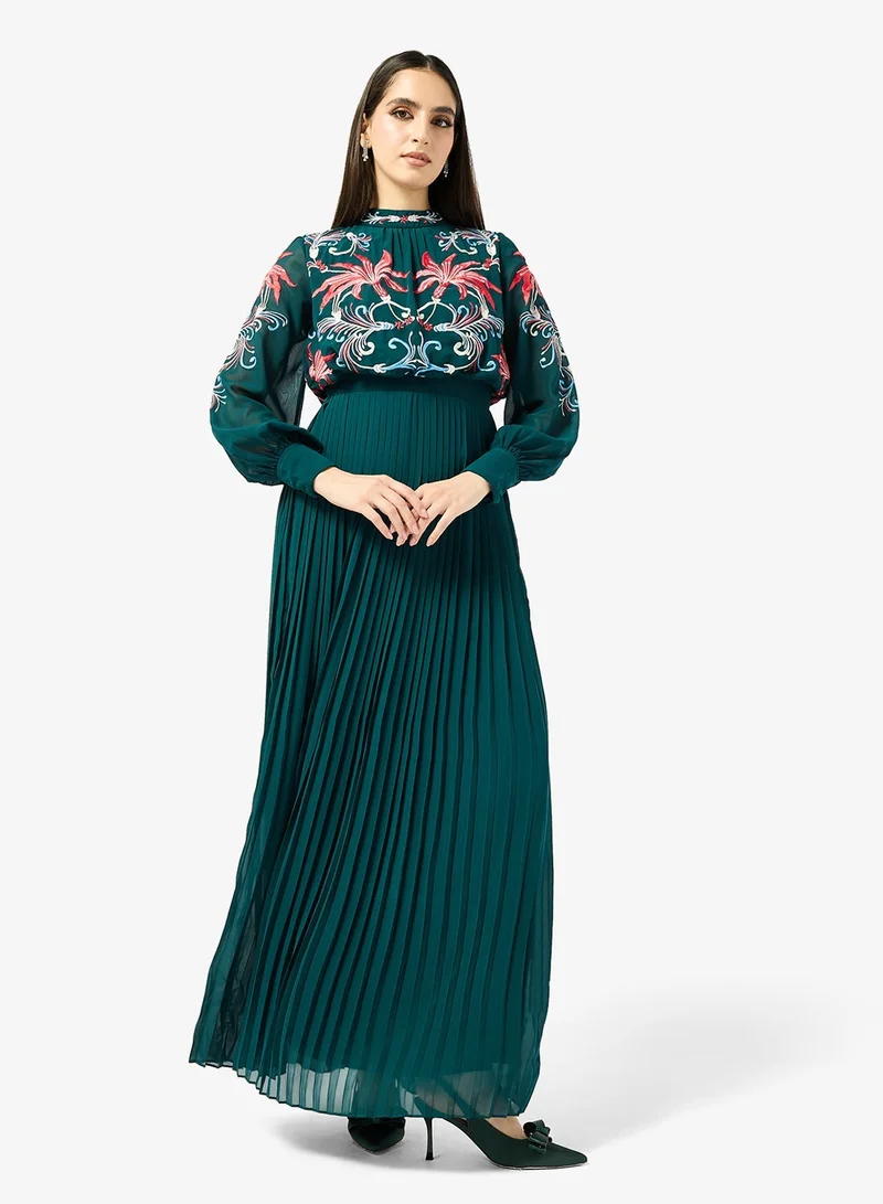 Frock And Frill  Embroidered Detailed Long Sleeve Maxi Dress for Women | Best Price UAE